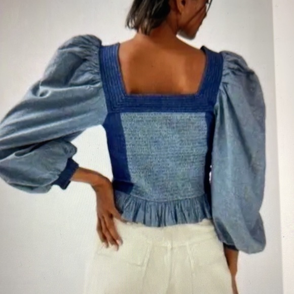 Anthropologie love the label denim top - Picture 3 of 11